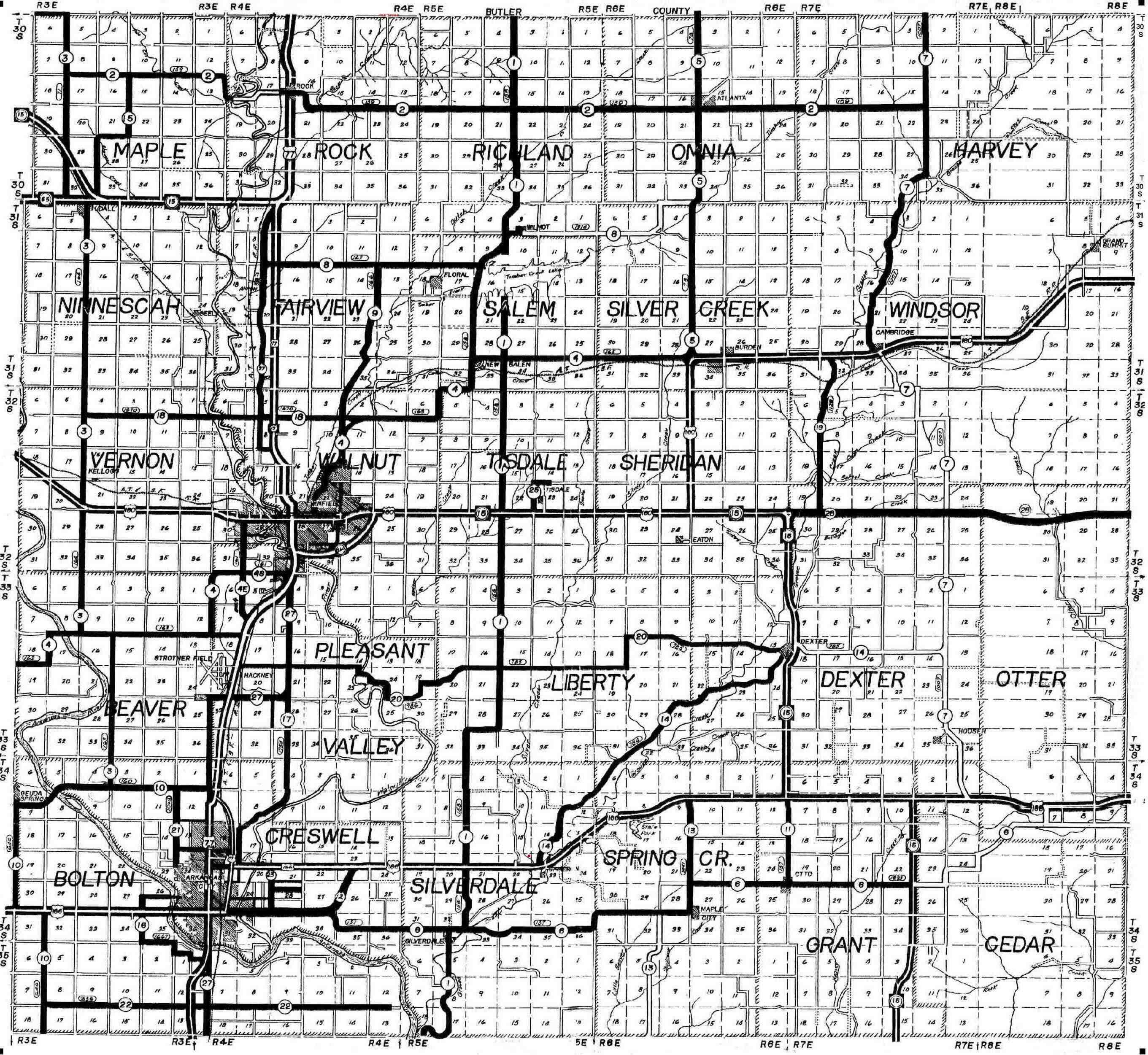 Cowley County Map of Cemeteries